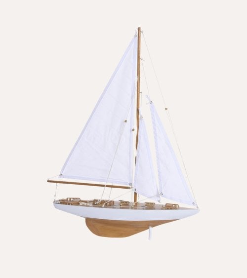 Figura de Barco Mediterraneo Decorativa Sea Side de Madera