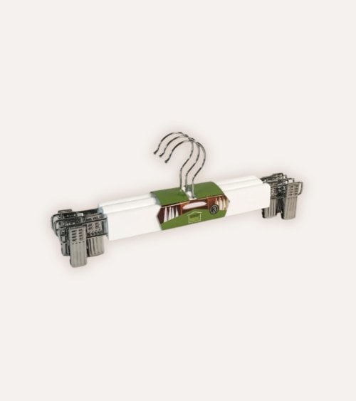 Set de 3 Perchas para Faldas con Pinzas Anchas de Madera
