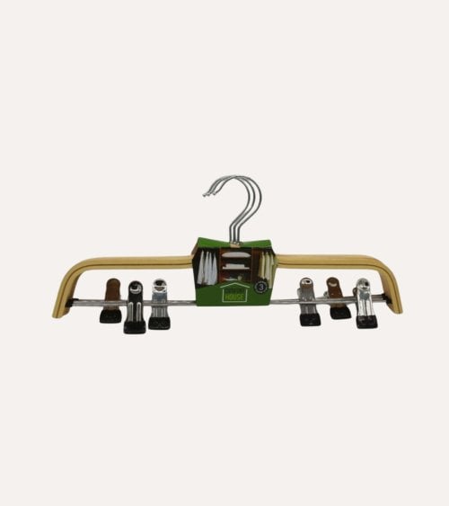 Set de 3 Perchas Natural con Pinzas Anchas para Falda de Madera