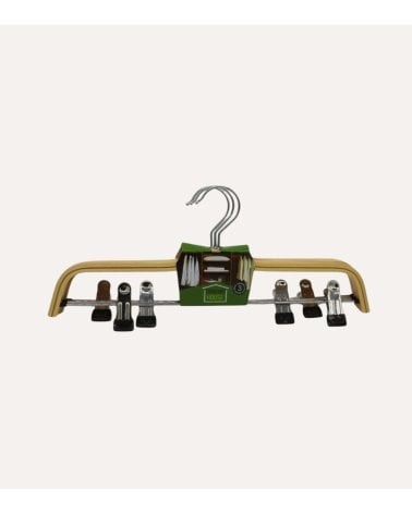 Set de 3 Perchas Natural con Pinzas Anchas para Falda de Madera
