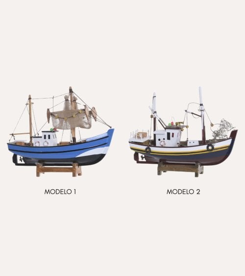 Barco Pesquero Figura Decorativa de Madera