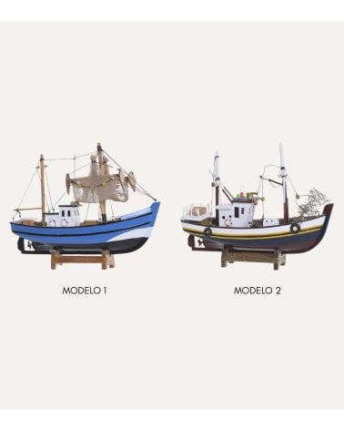 Barco Pesquero Figura Decorativa de Madera