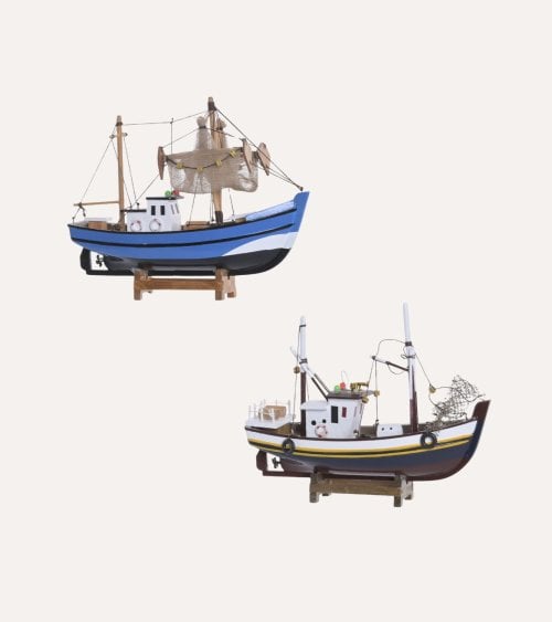 Barco Pesquero Figura Decorativa de Madera