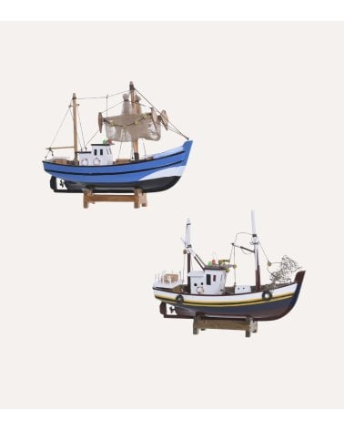 Barco Pesquero Figura Decorativa de Madera