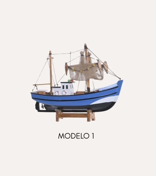 Barco Pesquero Figura Decorativa de Madera