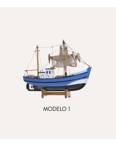 Barco Pesquero Figura Decorativa de Madera