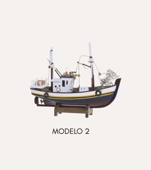 Barco Pesquero Figura Decorativa de Madera