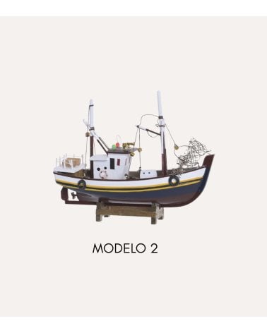 Barco Pesquero Figura Decorativa de Madera