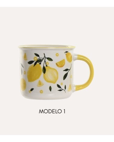 Taza Mug con Diseño de Frutas de Porcelana