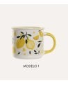 Taza Mug con Diseño de Frutas de Porcelana