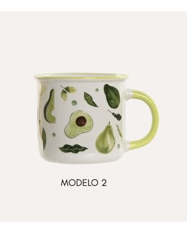 Taza Mug con Diseño de Frutas de Porcelana