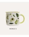 Taza Mug con Diseño de Frutas de Porcelana