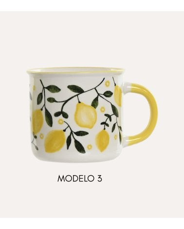 Taza Mug con Diseño de Frutas de Porcelana