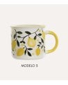 Taza Mug con Diseño de Frutas de Porcelana