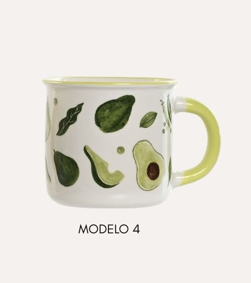 Taza Mug con Diseño de Frutas de Porcelana
