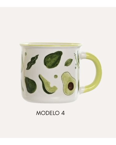 Taza Mug con Diseño de Frutas de Porcelana
