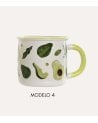 Taza Mug con Diseño de Frutas de Porcelana