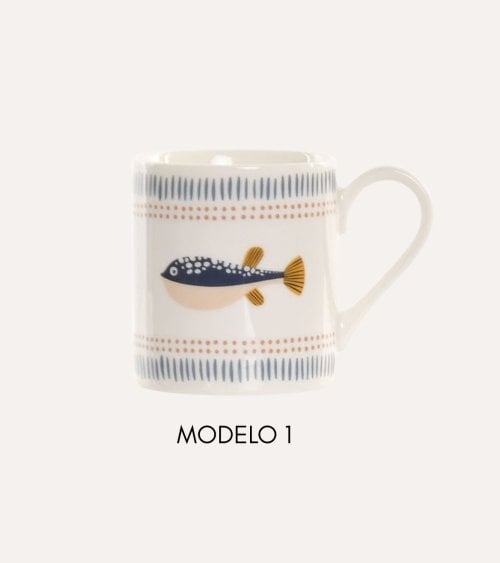 Taza Mug con Diseño de Peces de Porcelana