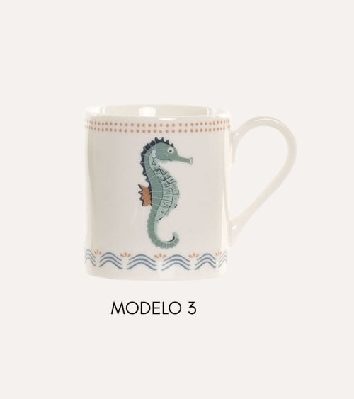 Taza Mug con Diseño de Peces de Porcelana
