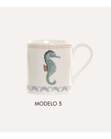 Taza Mug con Diseño de Peces de Porcelana