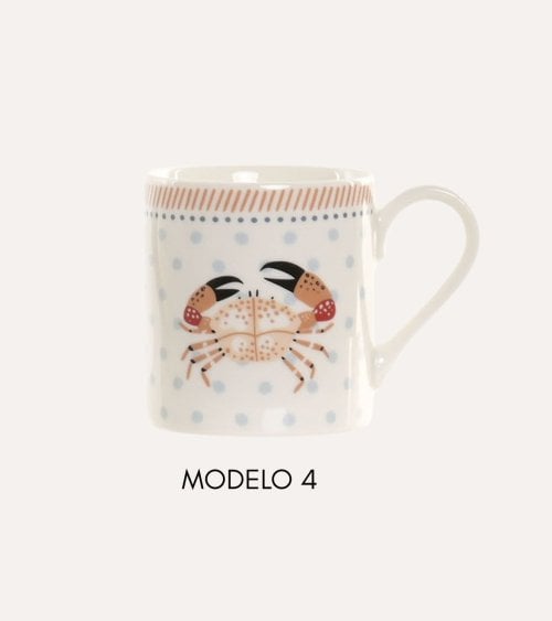 Taza Mug con Diseño de Peces de Porcelana