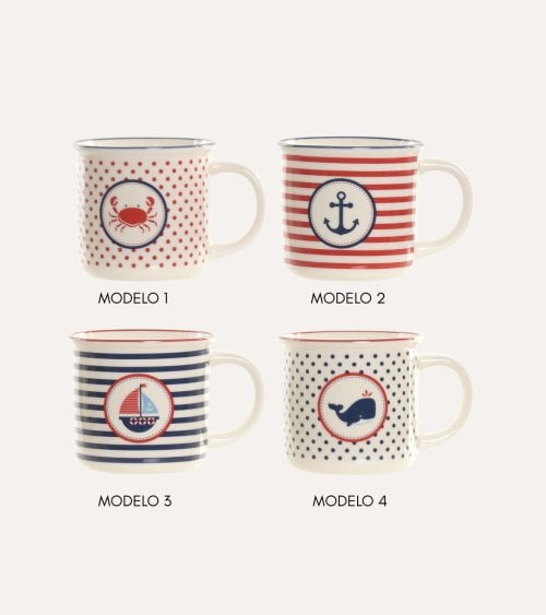 Taza Mug con Diseño Marino de Porcelana