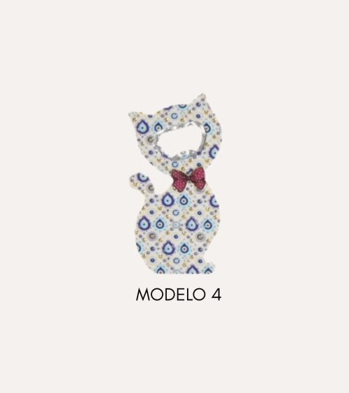 Imán con Abridor y Diseño de Gato Decorativo con Relieve de Resina y Metal