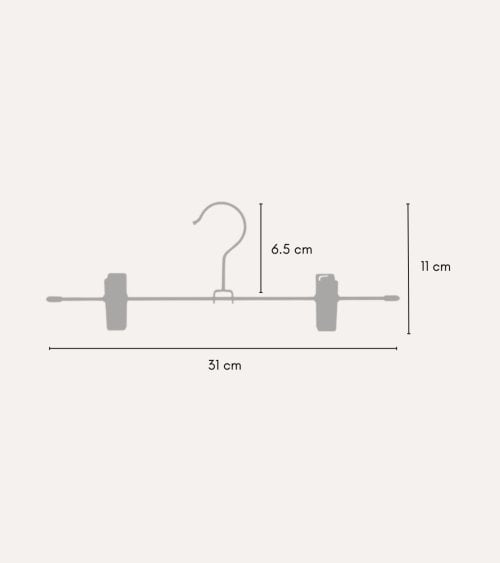Set de 3 Perchas Simples Finas con Pinzas para Faldas de Metal