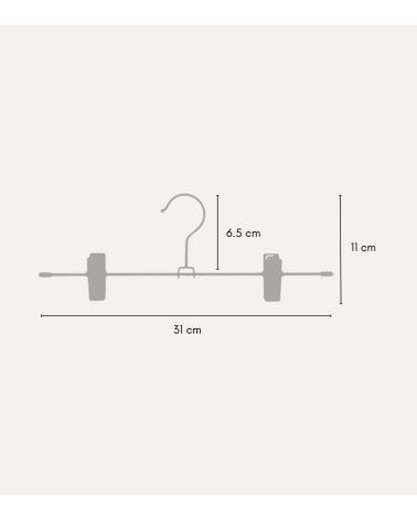 Set de 3 Perchas Simples Finas con Pinzas para Faldas de Metal