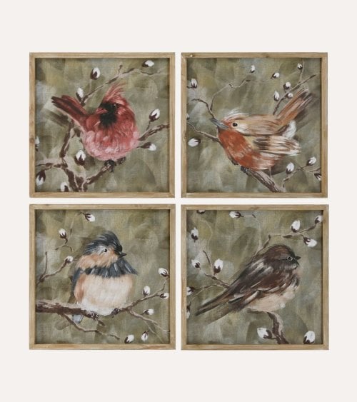 Cuadro de Pajaro Enmarcado de Madera MDF
