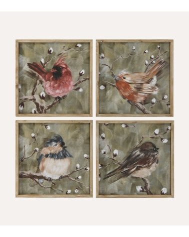 Cuadro de Pajaro Enmarcado de Madera MDF