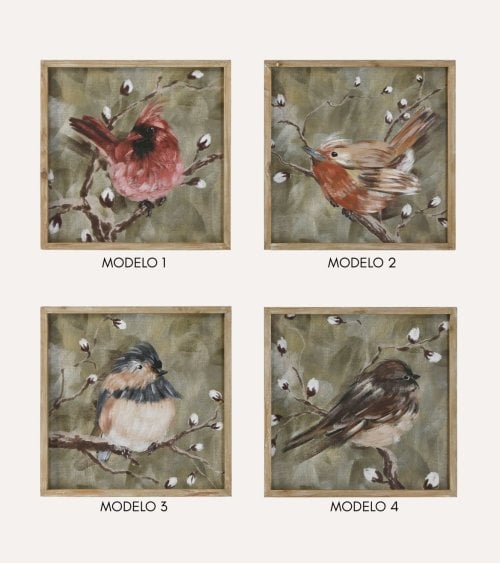 Cuadro de Pajaro Enmarcado de Madera MDF