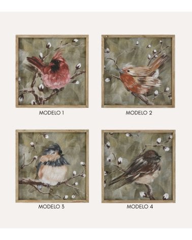 Cuadro de Pajaro Enmarcado de Madera MDF