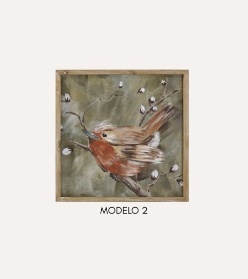 Cuadro de Pajaro Enmarcado de Madera MDF