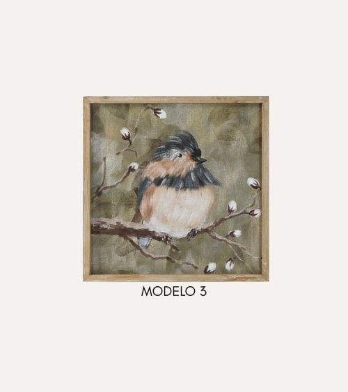 Cuadro de Pajaro Enmarcado de Madera MDF