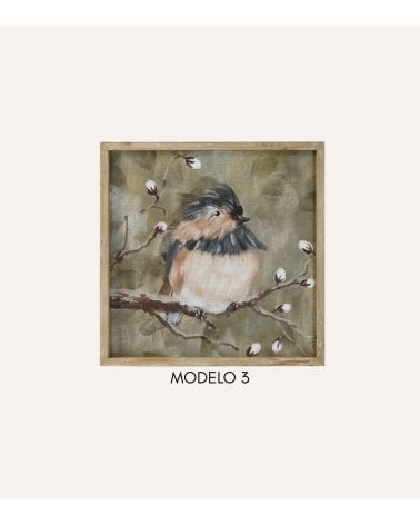 Cuadro de Pajaro Enmarcado de Madera MDF