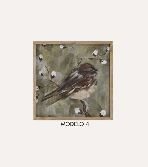 Cuadro de Pajaro Enmarcado de Madera MDF