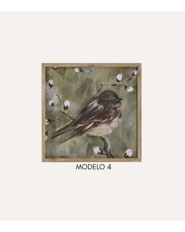 Cuadro de Pajaro Enmarcado de Madera MDF