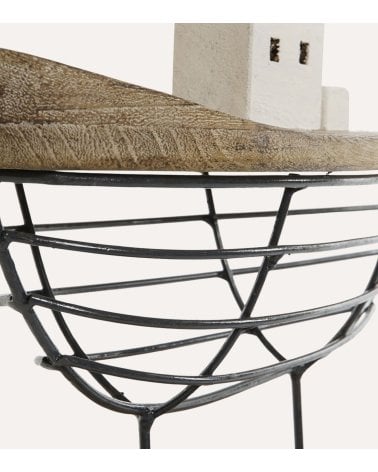 Figura de Barco Velero Decorativa de Madera de Pawlonia y Metal