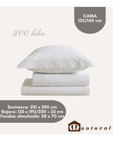Juego de Sábanas Crochet de 200 Hilos Algodón Percal