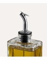 Aceitera en Forma de Petaca con Vertedor de Vidrio y Acero Inox