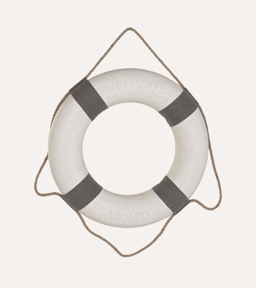 Figura de Salvavidas Decorativa de Pared de Espuma, Poliester y Cuerda
