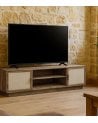 Mueble de TV  con 2 Cajones de Madera de Mango y Yute