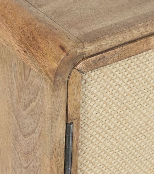 Mueble de TV  con 2 Cajones de Madera de Mango y Yute