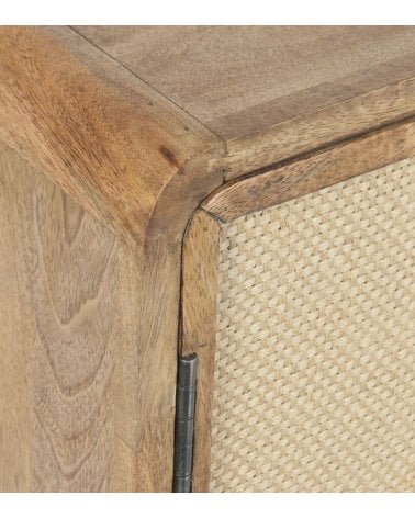 Mueble de TV  con 2 Cajones de Madera de Mango y Yute