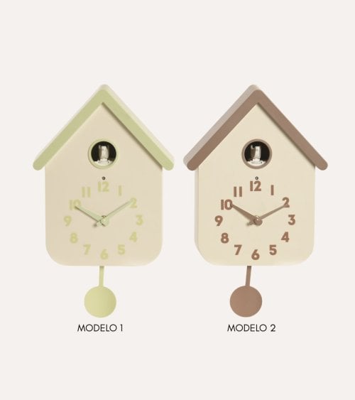 Reloj de Cuco de Pared con Forma de Casa y Péndulo de PVC