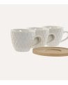 Set de 6 Tazas de Porcelana con Plato de Bambú