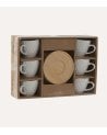Set de 6 Tazas de Porcelana con Plato de Bambú