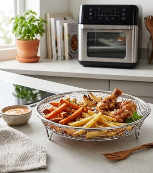Cesta Redonda para Air Fryer de Acero Inox 18/10