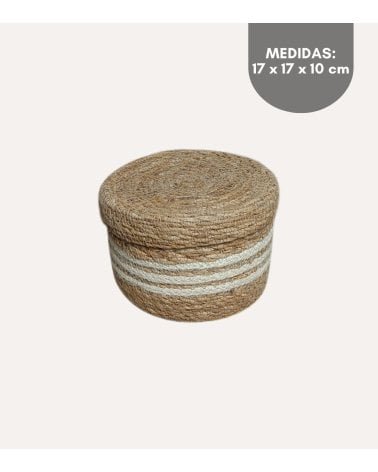 Cesta Decorativa Lines con Tapa de Fibra de Yute y Alga
